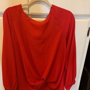 Umgee red blouse with knot detail